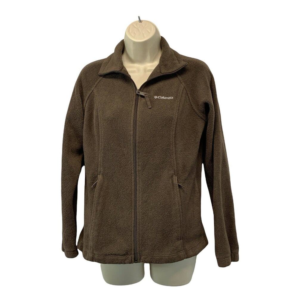 Columbia Womens Fleece Jacket Size Small Full Zip Brown Activewear